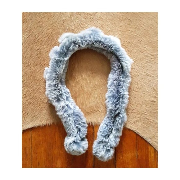 Vintage Rabbit Fur Skinny Scarf, Grey Rabbit Fur Scarf, Vintage Rabbit Fur Scarf - Picture 3 of 4